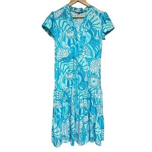 Jude Connally Libby Midi Dress Womens XS Floral Tiered Short Sleeve Jude Cloth